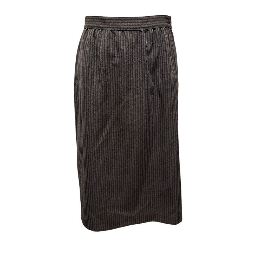 Vintage Sears 'Skirts That Fit' Brown Pinstriped Midi Skirt Office Wear Size 16